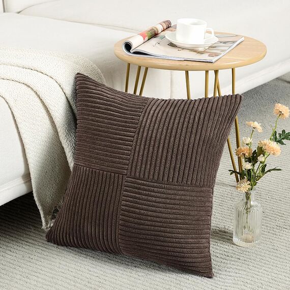 FDTERN 2er Set Dunkelbraun Kordsamt Kissenbezug 30x30CM Weich Moderne Dekorative Kissenbezüge Kissenhülle Dekokissenbezug Sofakissen Dekokissen Boho Deko für Sofa Schlafzimmer Wohnzimmer Balkon