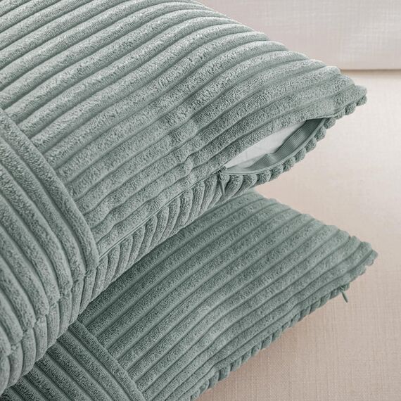 FDTERN 2er Set Graublau Kordsamt Kissenbezug 40x40CM Weich Moderne Dekorative Kissenbezüge Kissenhülle Dekokissenbezug Sofakissen Dekokissen Boho Deko für Sofa Schlafzimmer Wohnzimmer Balkon