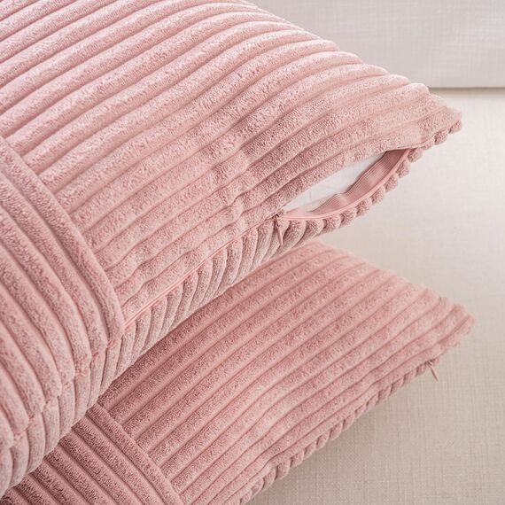 FDTERN 2er Set Altrosa Kordsamt Kissenbezug 30x40 Weich Moderne Dekorative Kissenbezüge Kissenhülle Dekokissenbezug Sofakissen Dekokissen Boho Deko für Sofa Schlafzimmer Wohnzimmer Bett