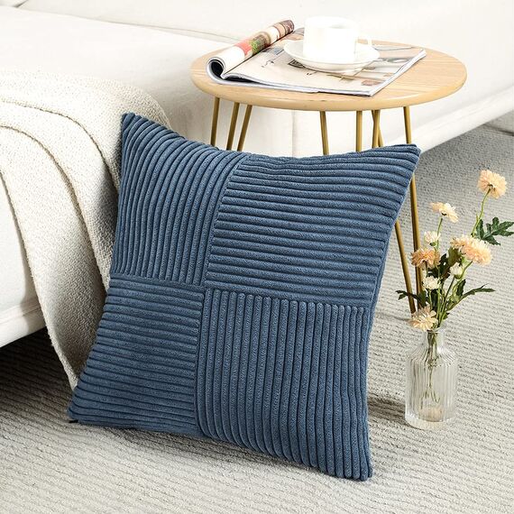 FDTERN 2er Set Denim Blau Kordsamt Kissenbezug 30x30CM Weich Moderne Dekorative Kissenbezüge Kissenhülle Dekokissenbezug Sofakissen Dekokissen Boho Deko für Sofa Schlafzimmer Wohnzimmer Balkon