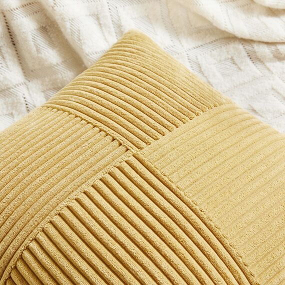 FDTERN 2er Set Kurkuma Kordsamt Kissenbezug 35x35CM Weich Moderne Dekorative Kissenbezüge Kissenhülle Dekokissenbezug Sofakissen Dekokissen Boho Herbst Deko für Sofa Schlafzimmer Wohnzimmer Balkon