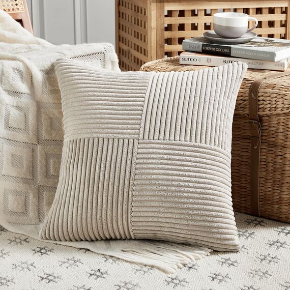 FDTERN 2er Set Taupe Kordsamt Kissenbezug 40x40CM Weich Moderne Dekorative Kissenbezüge Kissenhülle Dekokissenbezug Sofakissen Dekokissen Boho Deko für Sofa Schlafzimmer Wohnzimmer Balkon