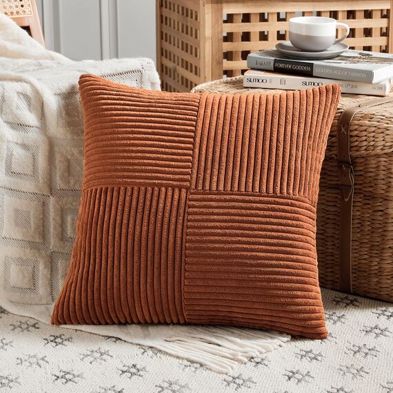 FDTERN 2er Set Rostrot Kordsamt Kissenbezug 35x35CM Weich Moderne Dekorative Kissenbezüge Kissenhülle Dekokissenbezug Sofakissen Dekokissen Boho Herbst Deko für Sofa Schlafzimmer Wohnzimmer Balkon