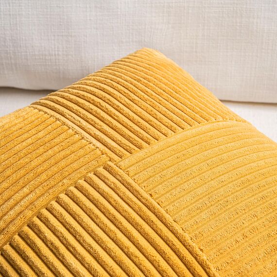 FDTERN 2er Set Gelb Kordsamt Kissenbezug 30x60CM Weich Moderne Dekorative Kissenbezüge Kissenhülle Dekokissenbezug Sofakissen Dekokissen Boho Herbst Deko für Sofa Schlafzimmer Wohnzimmer Balkon