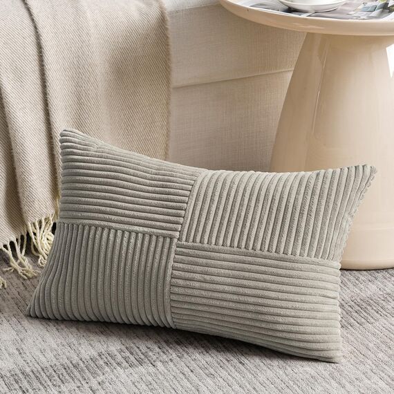 FDTERN 2er Set Neutral Grau Kissenbezug 35x55 cm Weich Moderne Dekorative Kissenbezüge Kissenhülle Dekokissenbezug Sofakissen Dekokissen Boho Deko für Sofa Schlafzimmer Wohnzimmer Bett