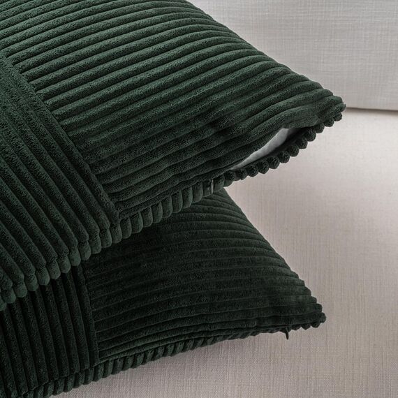 FDTERN 2er Set Dunkelgrün Kissenbezug 35x55 cm Weich Moderne Dekorative Kissenbezüge Kissenhülle Dekokissenbezug Sofakissen Dekokissen Boho Deko für Sofa Schlafzimmer Wohnzimmer Bett