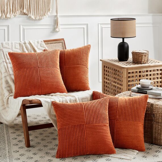 FDTERN 2er Set Karamell Kordsamt Kissenbezug 50x50CM Weich Moderne Dekorative Kissenbezüge Kissenhülle Dekokissenbezug Sofakissen Dekokissen Boho Herbst Deko für Sofa Schlafzimmer Wohnzimmer Balkon