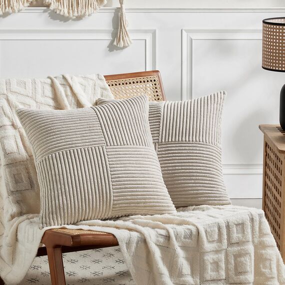 FDTERN 2er Set Taupe Kordsamt Kissenbezug 50x50CM Weich Moderne Dekorative Kissenbezüge Kissenhülle Dekokissenbezug Sofakissen Dekokissen Boho Deko für Sofa Schlafzimmer Wohnzimmer Balkon