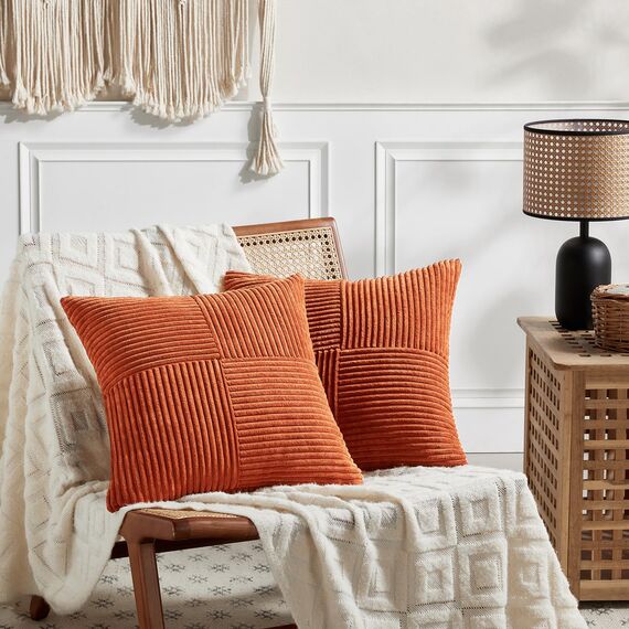 FDTERN 2er Set Karamell Kordsamt Kissenbezug 60x60CM Weich Moderne Dekorative Kissenbezüge Kissenhülle Dekokissenbezug Sofakissen Dekokissen Boho Herbst Deko für Sofa Schlafzimmer Wohnzimmer Bett