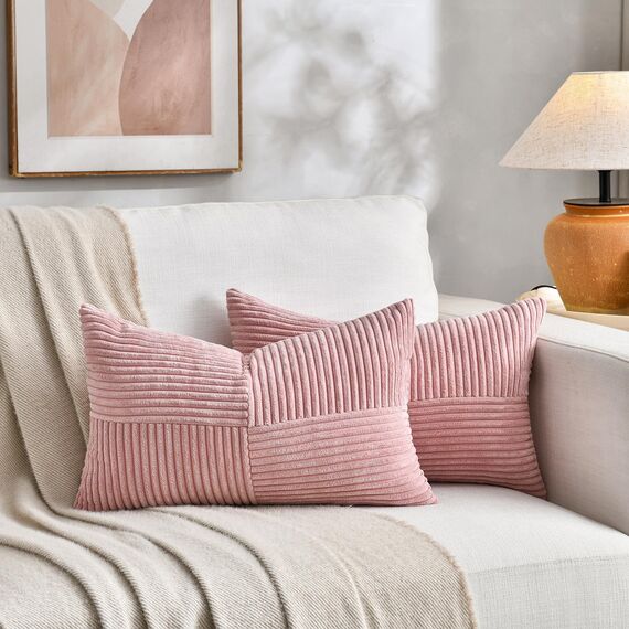 FDTERN 2er Set Altrosa Kissenbezug 40x65 cm Weich Moderne Dekorative Kissenbezüge Kissenhülle Dekokissenbezug Sofakissen Dekokissen Boho Deko für Sofa Schlafzimmer Wohnzimmer Bett