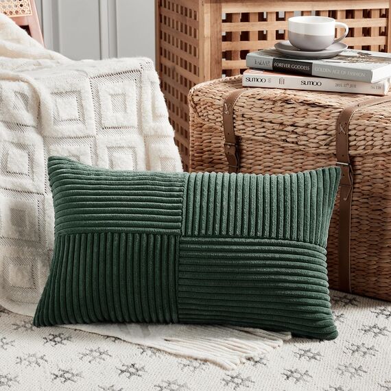 FDTERN 2er Set Dunkelgrün Kordsamt Kissenbezug 40x60 Weich Dekorative Kissenbezüge Kissenhülle Dekokissenbezug Sofakissen Dekokissen Boho Deko für Sofa Schlafzimmer Wohnzimmer