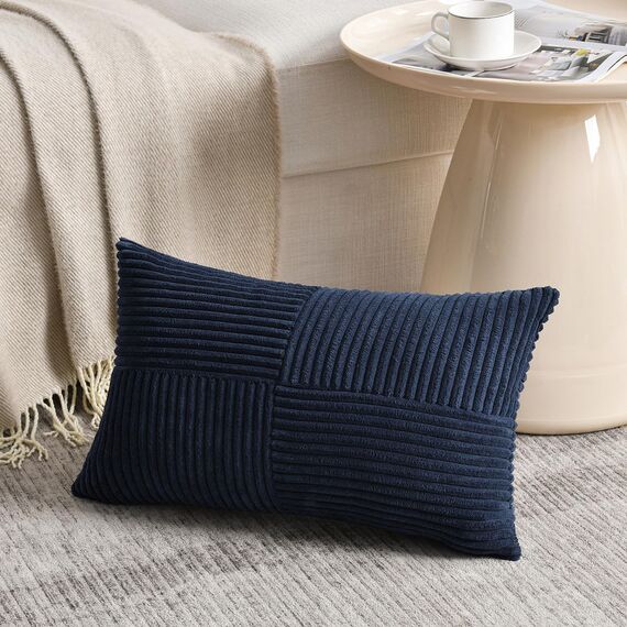 FDTERN 2er Set Navy Blau Kissenbezug 40x65 cm Weich Moderne Dekorative Kissenbezüge Kissenhülle Dekokissenbezug Sofakissen Dekokissen Boho Deko für Sofa Schlafzimmer Wohnzimmer Bett