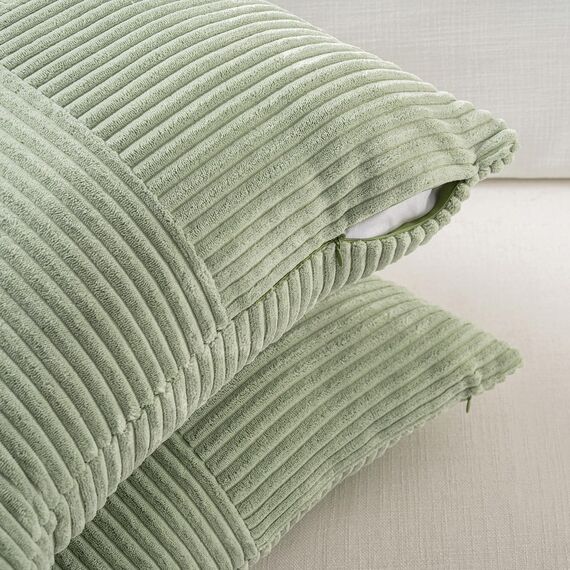 FDTERN 2er Set Salbeigrün Kordsamt Kissenbezug 40x70 Weich Moderne Dekorative Kissenbezüge Kissenhülle Dekokissenbezug Sofakissen Dekokissen Boho Deko für Sofa Schlafzimmer Wohnzimmer Bett