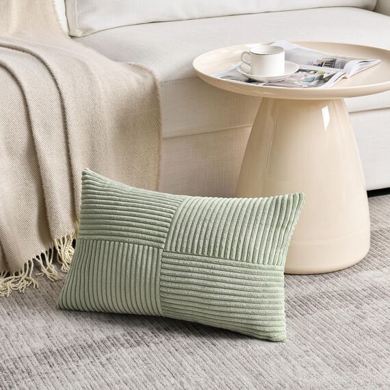 FDTERN 2er Set Salbeigrün Kordsamt Kissenbezug 40x70 Weich Moderne Dekorative Kissenbezüge Kissenhülle Dekokissenbezug Sofakissen Dekokissen Boho Deko für Sofa Schlafzimmer Wohnzimmer Bett