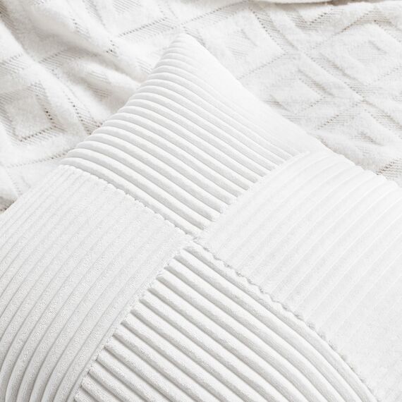 FDTERN 2er Set Reines Weiß Kordsamt Kissenbezug 70x70 Weich Moderne Dekorative Kissenbezüge Kissenhülle Dekokissenbezug Sofakissen Dekokissen Boho Deko für Sofa Schlafzimmer Wohnzimmer Bett