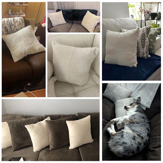 FDTERN 2er Set Creme Beige Kordsamt Kissenbezug 40x70 Weich Moderne Dekorative Kissenbezüge Kissenhülle Dekokissenbezug Sofakissen Dekokissen Boho Deko für Sofa Schlafzimmer Wohnzimmer Bett