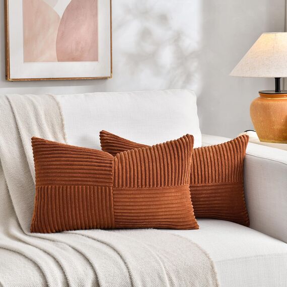 FDTERN 2er Set Rostrot Kissenbezug 40x65 cm Weich Moderne Dekorative Kissenbezüge Kissenhülle Dekokissenbezug Sofakissen Dekokissen Boho Deko für Sofa Schlafzimmer Wohnzimmer Bett