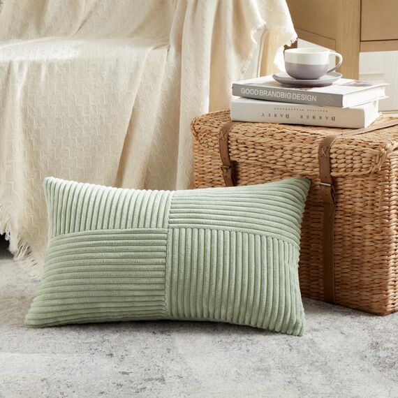 FDTERN 2er Set Salbeigrün Kissenbezug 40x65 cm Weich Moderne Dekorative Kissenbezüge Kissenhülle Dekokissenbezug Sofakissen Dekokissen Boho Deko für Sofa Schlafzimmer Wohnzimmer Bett