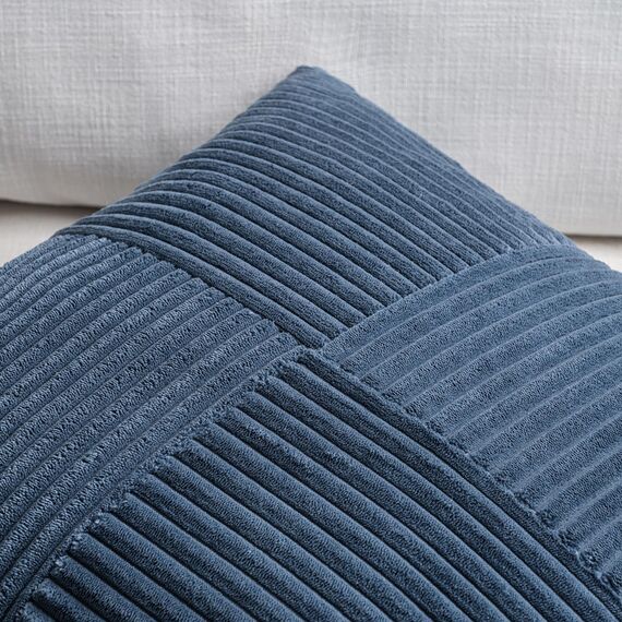 FDTERN 2er Set Denim Blau Kordsamt Kissenbezug 65x65CM Weich Moderne Dekorative Kissenbezüge Kissenhülle Dekokissenbezug Sofakissen Dekokissen Boho Deko für Sofa Schlafzimmer Wohnzimmer Bett