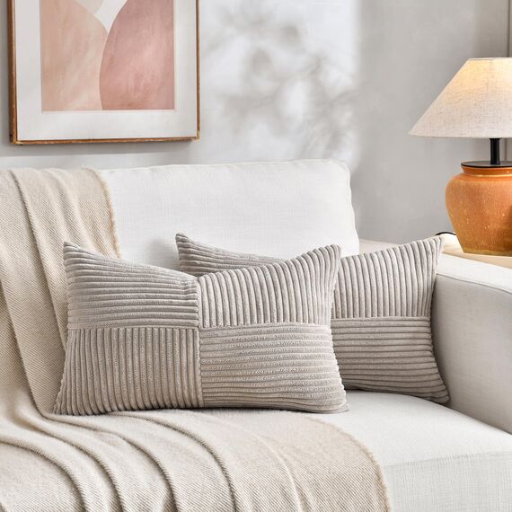 FDTERN 2er Set Taupe Kissenbezug 40x65 cm Weich Moderne Dekorative Kissenbezüge Kissenhülle Dekokissenbezug Sofakissen Dekokissen Boho Deko für Sofa Schlafzimmer Wohnzimmer Bett