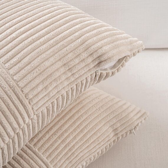 FDTERN 2er Set Khaki Beige Kordsamt Kissenbezug 65x65CM Weich Moderne Dekorative Kissenbezüge Kissenhülle Dekokissenbezug Sofakissen Dekokissen Boho Deko für Sofa Schlafzimmer Wohnzimmer Bett