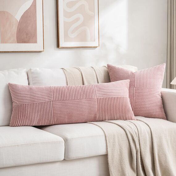 FDTERN 2er Set Altrosa Kordsamt Kissenbezug 70x70 Weich Moderne Dekorative Kissenbezüge Kissenhülle Dekokissenbezug Sofakissen Dekokissen Boho Deko für Sofa Schlafzimmer Wohnzimmer Bett