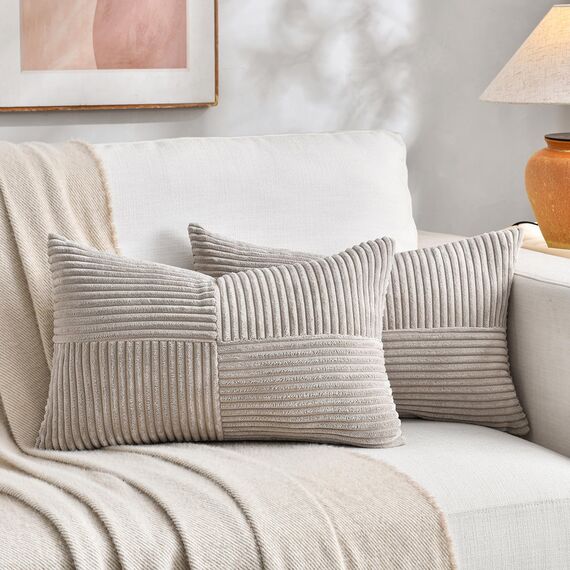 FDTERN 2er Set Taupe Kissenbezug 40x65 cm Weich Moderne Dekorative Kissenbezüge Kissenhülle Dekokissenbezug Sofakissen Dekokissen Boho Deko für Sofa Schlafzimmer Wohnzimmer Bett