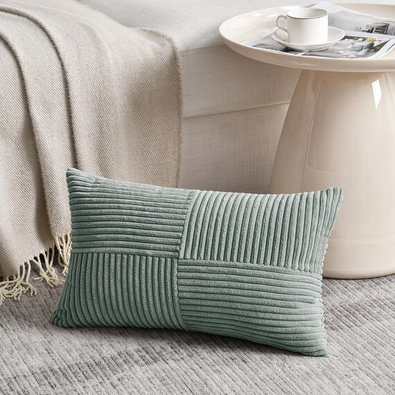 FDTERN 2er Set Graublau Kordsamt Kissenbezug 40x70 Weich Moderne Dekorative Kissenbezüge Kissenhülle Dekokissenbezug Sofakissen Dekokissen Boho Deko für Sofa Schlafzimmer Wohnzimmer Bett