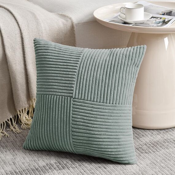 FDTERN 2er Set Graublau Kordsamt Kissenbezug 65x65CM Weich Moderne Dekorative Kissenbezüge Kissenhülle Dekokissenbezug Sofakissen Dekokissen Boho Deko für Sofa Schlafzimmer Wohnzimmer Bett