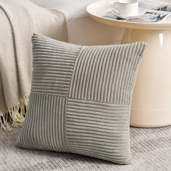 FDTERN 2er Set Neutral Grau Kordsamt Kissenbezug 70x70 Weich Moderne Dekorative Kissenbezüge Kissenhülle Dekokissenbezug Sofakissen Dekokissen Boho Deko für Sofa Schlafzimmer Wohnzimmer Bett