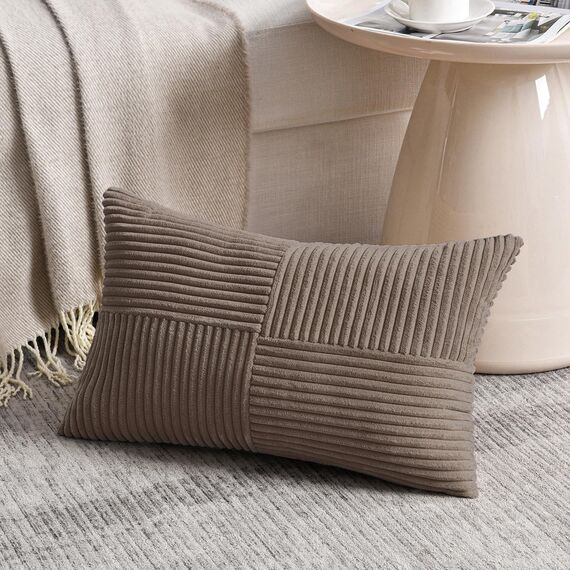 FDTERN 2er Set Hellbraun Kordsamt Kissenbezug 40x70 Weich Moderne Dekorative Kissenbezüge Kissenhülle Dekokissenbezug Sofakissen Dekokissen Boho Deko für Sofa Schlafzimmer Wohnzimmer Bett