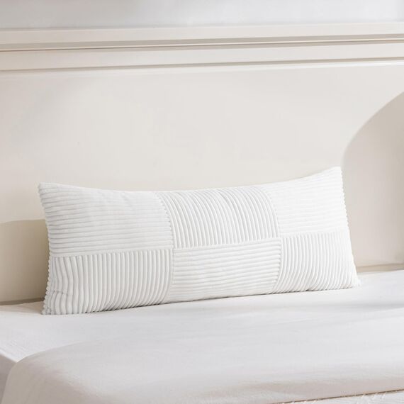 FDTERN 2er Set Reines Weiß Kissenbezug 40x145 cm Weich Moderne Dekorative Kissenbezüge Kissenhülle Dekokissenbezug Sofakissen Dekokissen Boho Deko für Sofa Schlafzimmer Wohnzimmer Bett