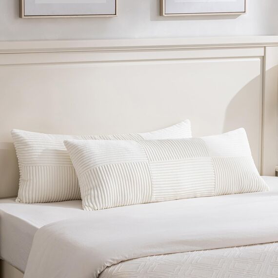 FDTERN 2er Set Creme Kissenbezug 40x145 cm Weich Moderne Dekorative Kissenbezüge Kissenhülle Dekokissenbezug Sofakissen Dekokissen Boho Deko für Sofa Schlafzimmer Wohnzimmer Bett