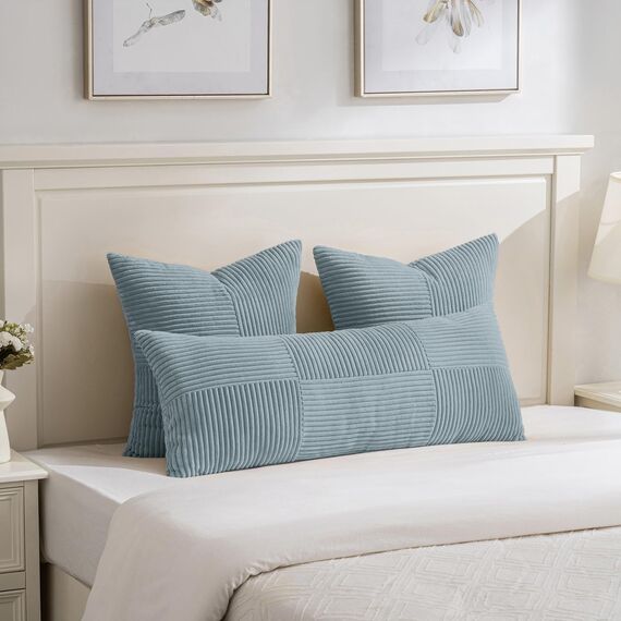 FDTERN 2er Set Hellblau Kissenbezug 40x145 cm Weich Moderne Dekorative Kissenbezüge Kissenhülle Dekokissenbezug Sofakissen Dekokissen Boho Deko für Sofa Schlafzimmer Wohnzimmer Bett