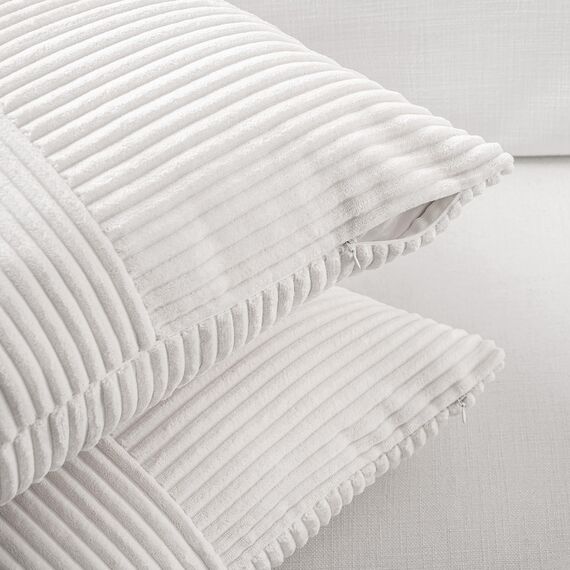 FDTERN 2er Set Reines Weiß Kissenbezug 40x145 cm Weich Moderne Dekorative Kissenbezüge Kissenhülle Dekokissenbezug Sofakissen Dekokissen Boho Deko für Sofa Schlafzimmer Wohnzimmer Bett