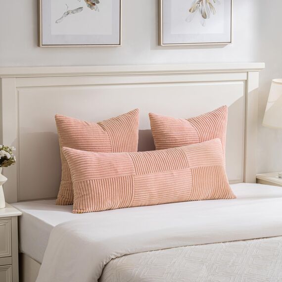 FDTERN 2er Set Lachsrosa Kissenbezug 40x145 cm Weich Moderne Dekorative Kissenbezüge Kissenhülle Dekokissenbezug Sofakissen Dekokissen Boho Deko für Sofa Schlafzimmer Wohnzimmer Bett