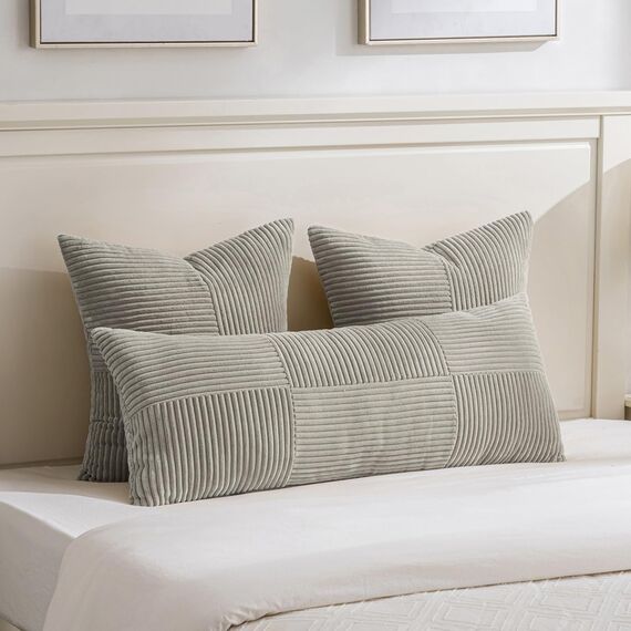 FDTERN 2er Set Neutral Grau Kissenbezug 40x145 cm Weich Moderne Dekorative Kissenbezüge Kissenhülle Dekokissenbezug Sofakissen Dekokissen Boho Deko für Sofa Schlafzimmer Wohnzimmer Bett