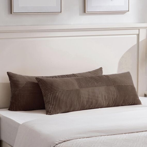 FDTERN 2er Set Dunkelbraun Kissenbezug 40x145 cm Weich Moderne Dekorative Kissenbezüge Kissenhülle Dekokissenbezug Sofakissen Dekokissen Boho Deko für Sofa Schlafzimmer Wohnzimmer Bett