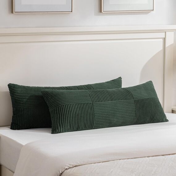 FDTERN 2er Set Dunkelgrün Kissenbezug 40x145 cm Weich Moderne Dekorative Kissenbezüge Kissenhülle Dekokissenbezug Sofakissen Dekokissen Boho Deko für Sofa Schlafzimmer Wohnzimmer Bett