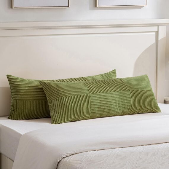 FDTERN 2er Set Grasgrün Kissenbezug 40x145 cm Weich Moderne Dekorative Kissenbezüge Kissenhülle Dekokissenbezug Sofakissen Dekokissen Boho Deko für Sofa Schlafzimmer Wohnzimmer Bett