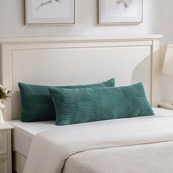 FDTERN 2er Set Blaugrün Kissenbezug 40x145 cm Weich Moderne Dekorative Kissenbezüge Kissenhülle Dekokissenbezug Sofakissen Dekokissen Boho Deko für Sofa Schlafzimmer Wohnzimmer Bett