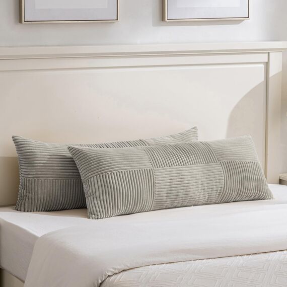 FDTERN 2er Set Neutral Grau Kissenbezug 40x145 cm Weich Moderne Dekorative Kissenbezüge Kissenhülle Dekokissenbezug Sofakissen Dekokissen Boho Deko für Sofa Schlafzimmer Wohnzimmer Bett