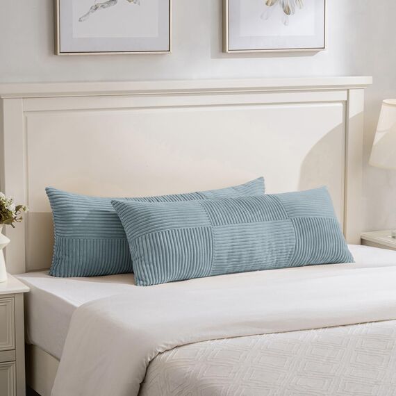 FDTERN 2er Set Hellblau Kissenbezug 40x145 cm Weich Moderne Dekorative Kissenbezüge Kissenhülle Dekokissenbezug Sofakissen Dekokissen Boho Deko für Sofa Schlafzimmer Wohnzimmer Bett