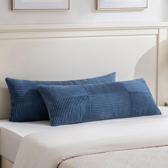 FDTERN 2er Set Denim Blau Kissenbezug 40x145 cm Weich Moderne Dekorative Kissenbezüge Kissenhülle Dekokissenbezug Sofakissen Dekokissen Boho Deko für Sofa Schlafzimmer Wohnzimmer Bett