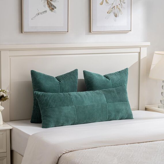 FDTERN 2er Set Blaugrün Kissenbezug 40x145 cm Weich Moderne Dekorative Kissenbezüge Kissenhülle Dekokissenbezug Sofakissen Dekokissen Boho Deko für Sofa Schlafzimmer Wohnzimmer Bett