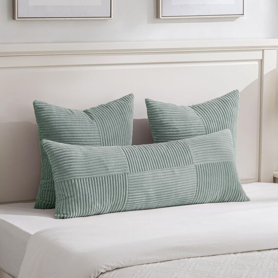 FDTERN 2er Set Graublau Kissenbezug 40x145 cm Weich Moderne Dekorative Kissenbezüge Kissenhülle Dekokissenbezug Sofakissen Dekokissen Boho Deko für Sofa Schlafzimmer Wohnzimmer Bett