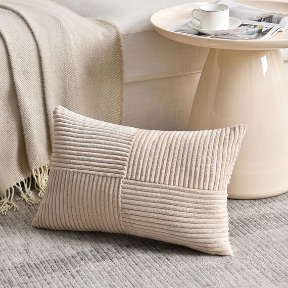 FDTERN 2er Set Hellkhaki Kordsamt Kissenbezug 40x80CM Weich Moderne Dekorative Kissenbezüge Kissenhülle Dekokissenbezug Sofakissen Dekokissen Beige Boho Deko für Sofa Schlafzimmer Wohnzimmer Bett