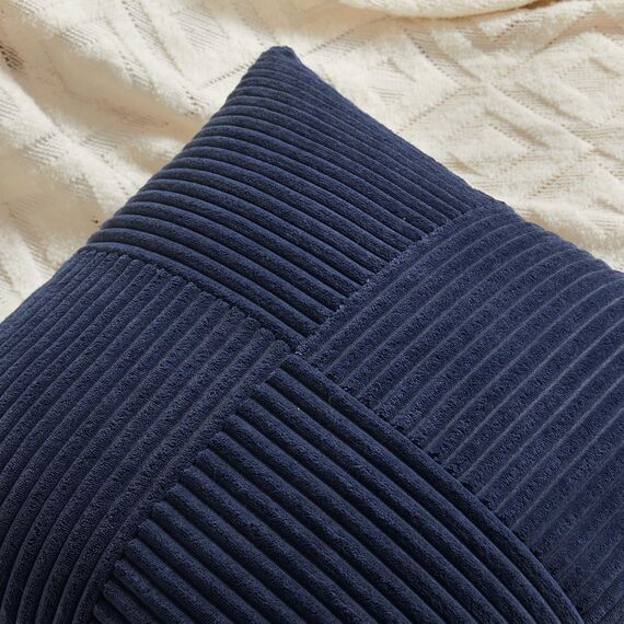 FDTERN 2er Set Navy Blau Kordsamt Kissenbezug 50x70CM Weich Moderne Dekorative Kissenbezüge Kissenhülle Dekokissenbezug Sofakissen Dekokissen Boho Deko für Sofa Schlafzimmer Wohnzimmer Bett