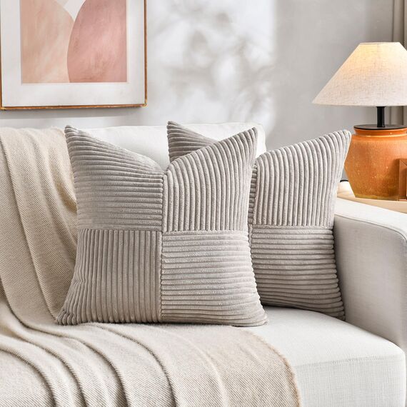 FDTERN 2er Set Taupe Kissenbezug 80x80 cm Weich Moderne Dekorative Kissenbezüge Kissenhülle Dekokissenbezug Sofakissen Dekokissen Boho Deko für Sofa Schlafzimmer Wohnzimmer Bett