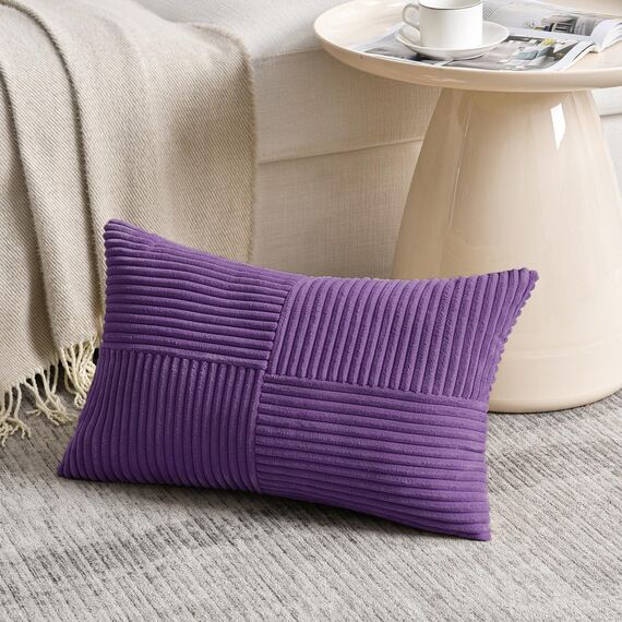 FDTERN 2er Set Violett Kordsamt Kissenbezug 40x80 Weich Moderne Dekorative Kissenbezüge Kissenhülle Dekokissenbezug Sofakissen Dekokissen Boho Deko für Sofa Schlafzimmer Wohnzimmer Bett